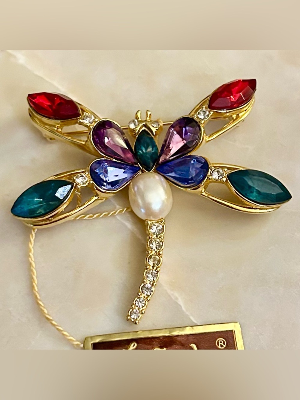 Vintage "Fernando Originals" Bejeweled Dragonfly Brooch w/Tags (new old stock) - Picture 3 of 8